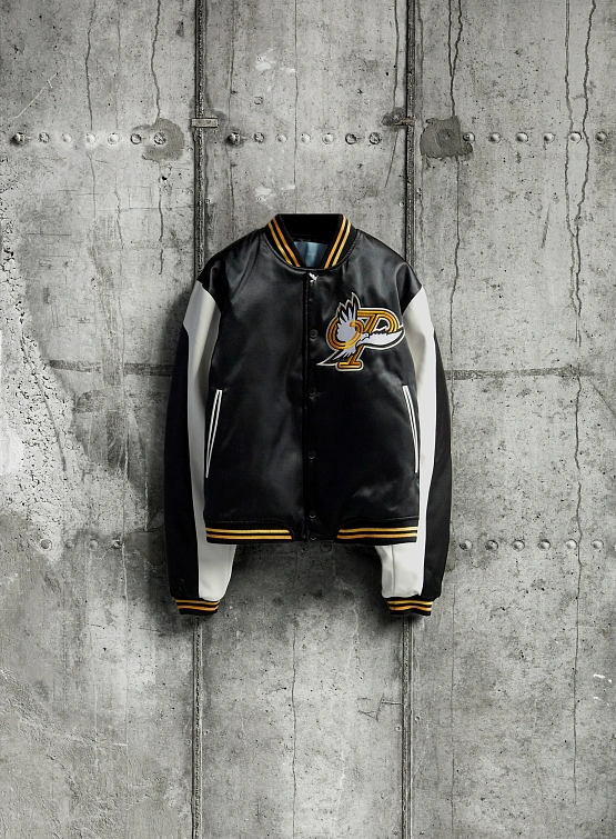 Бомбер 3.PARADIS P Letterman Varsity Jacket Black