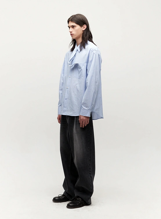 Рубашка COOR Textured Stripe Shirt Blue Stripe