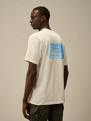 Футболка C.P. Company 30/1 Jersey Graphic Logo Gauze White