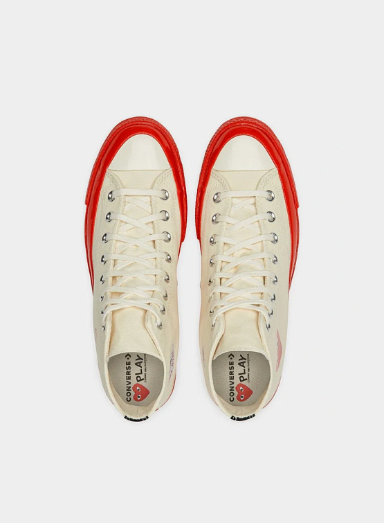 Кеды Converse x Comme des Garçons CDG PLAY Chuck 70 Hi Milk/Red
