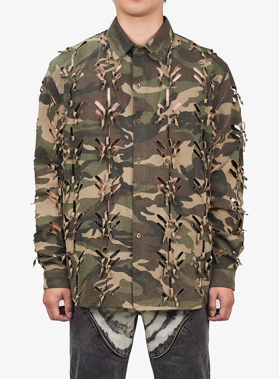 Рубашка JUNTAE KIM Laser-Slashed Camouflage