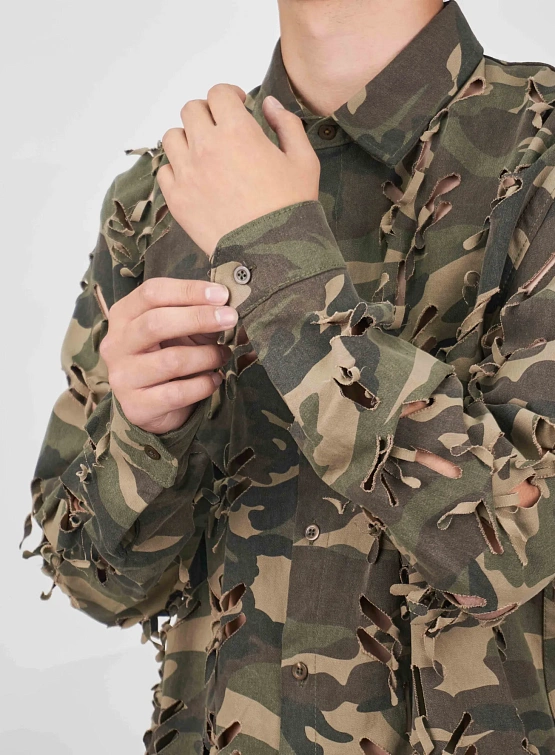 Рубашка JUNTAE KIM Laser-Slashed Camouflage