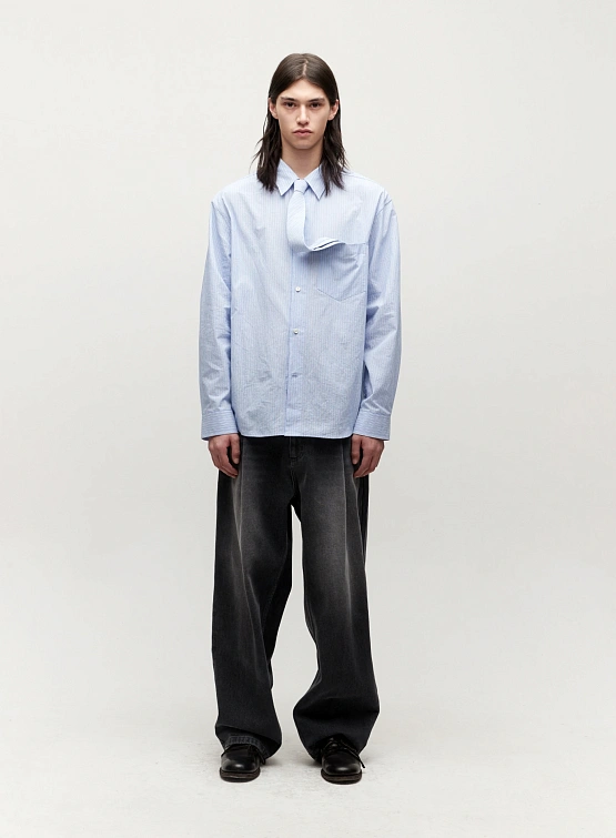 Рубашка COOR Textured Stripe Shirt Blue Stripe