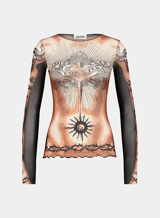 Лонгслив Jean Paul Gaultier Re-Edition: "Safe Sex Tattoo" Nude/Brown/Black