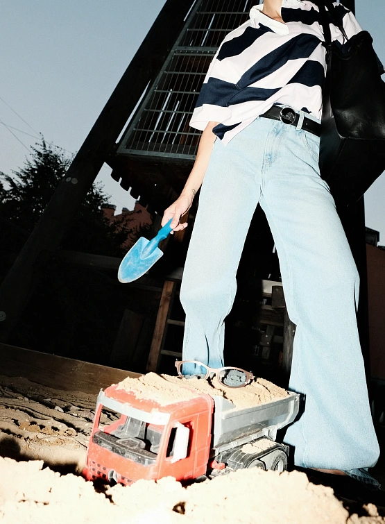 Женские Джинсы Coperni Wide Leg Pants Blue