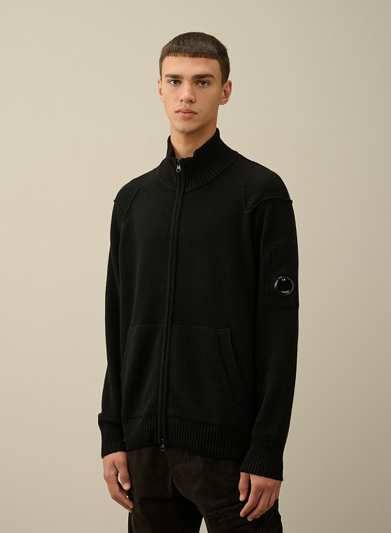 Кардиган C.P. Company Lambswool GRS Zipped Black