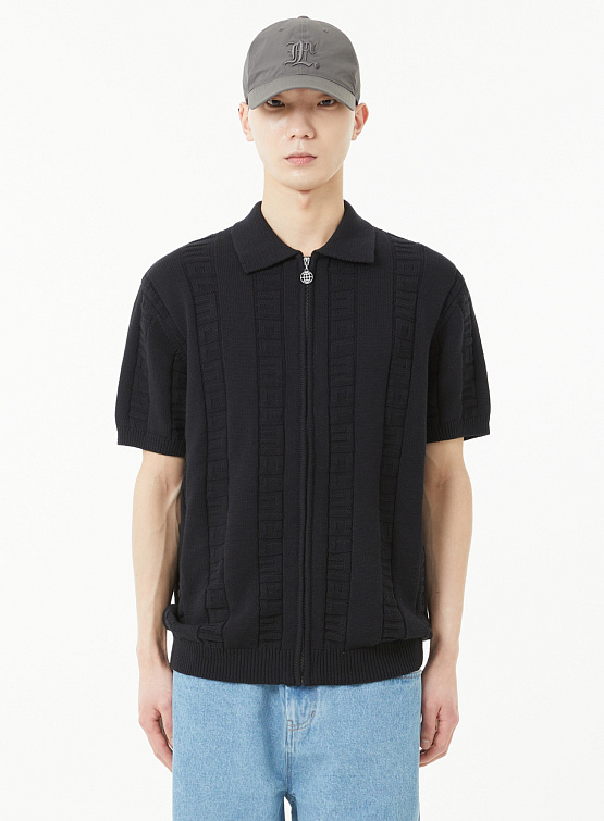Поло LMC Jqd Zip-Up Knitted Polo Shirt Black