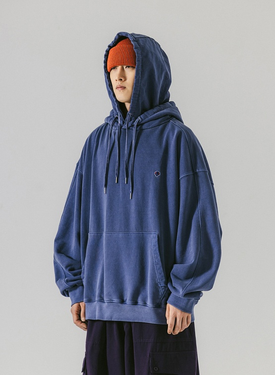 Худи ANGLAN Pigment Wappen Double Hoodie Navy