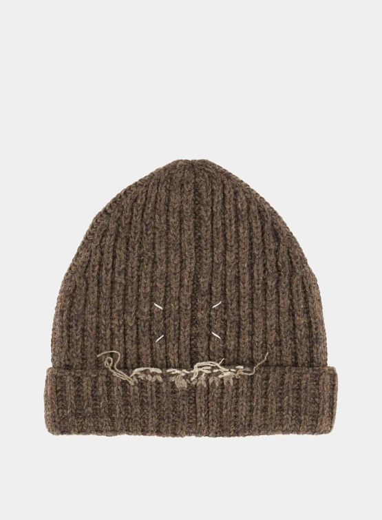 Шапка Maison Margiela Rib-Knit Beanie Brown