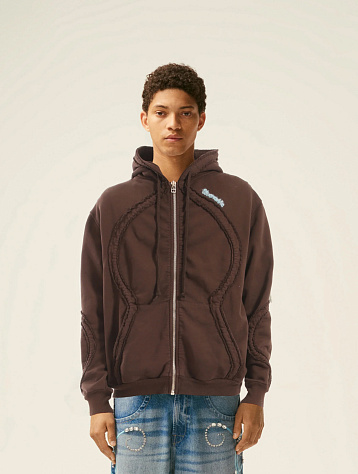 Зип-худи Bluemarble Zipped Drawstring Hoodie Brown