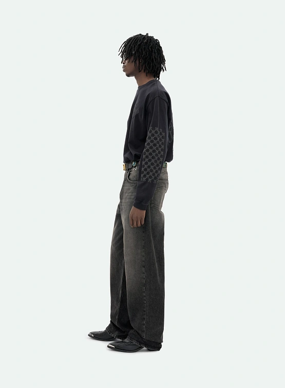 Лонгслив RHUDE Cross Logo Ls Vtg Black/Black