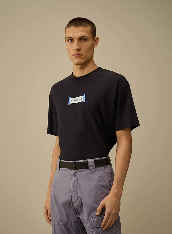 Ремень C.P. Company Leather Logo Belt Black