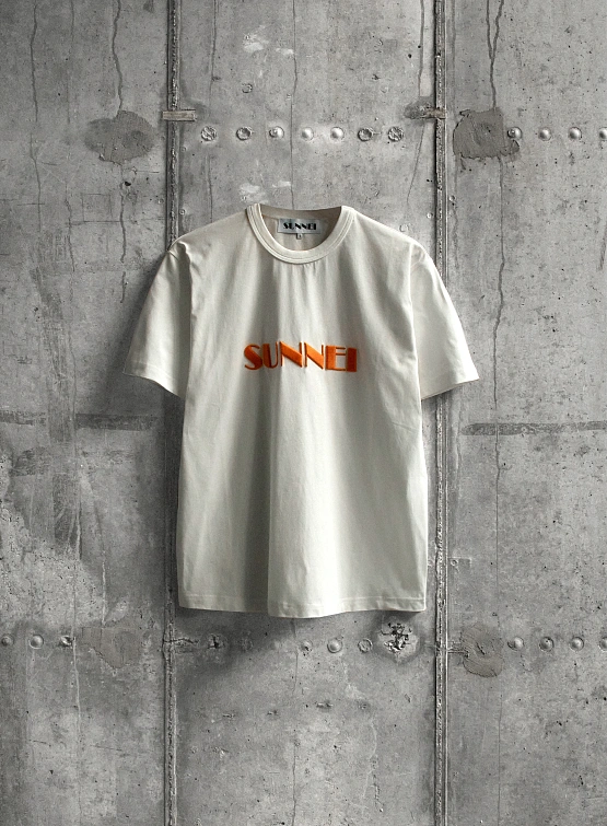 Футболка Sunnei Classic Big Logo Embroidered Off White/Peach