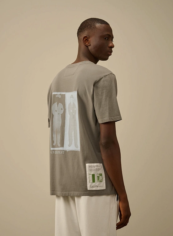 Футболка C.P. Company 24/1 Jersey Logo Smoked Pearl