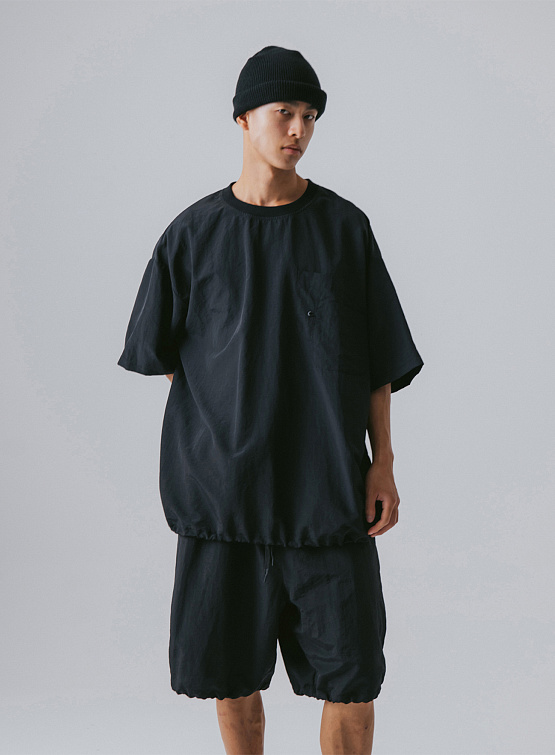 Футболка ANGLAN  Ring Nylon Double Pocket Half Tee Black