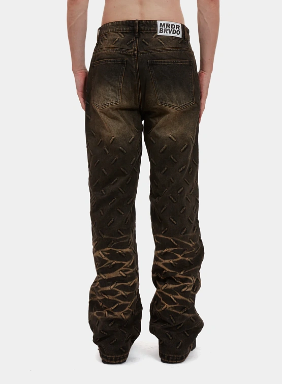 Джинсы WHO DECIDES WAR Thread Plate Coal/Tan