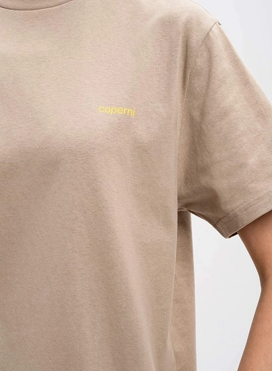 Футболка Coperni Logo Boxy T-Shirt Beige/Yellow