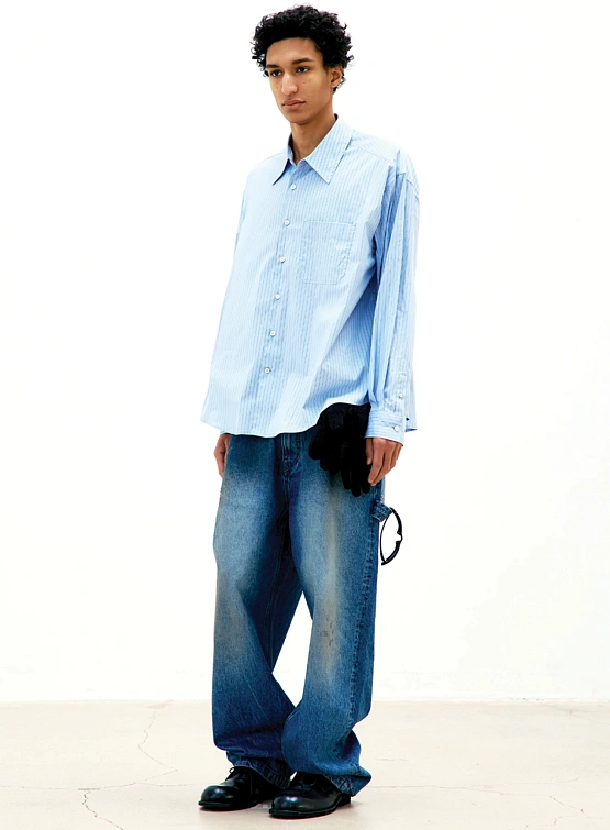 Рубашка COOR Multi-Pin Striped Oversized Shirt Blue