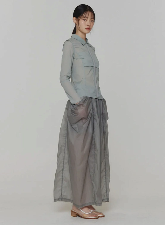 Женская юбка AMOMENTO Layered Shirring Skirt Grey