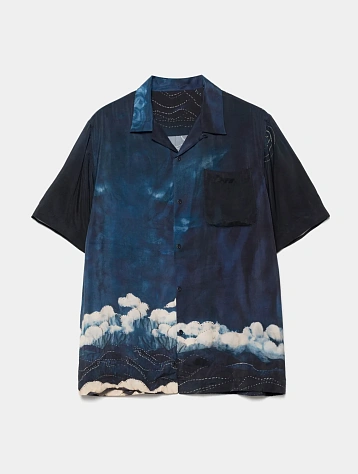 Рубашка MAHARISHI 6230 Boro Crane Camp Collar Indigo