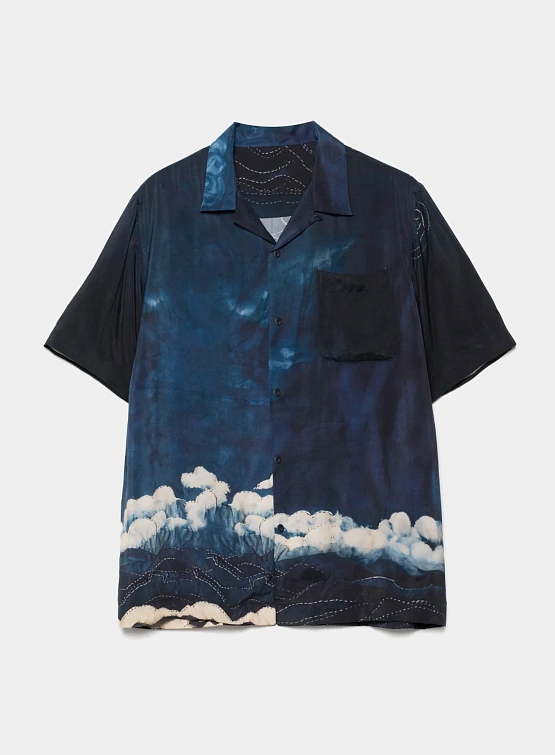 Рубашка MAHARISHI 6230 Boro Crane Camp Collar Indigo