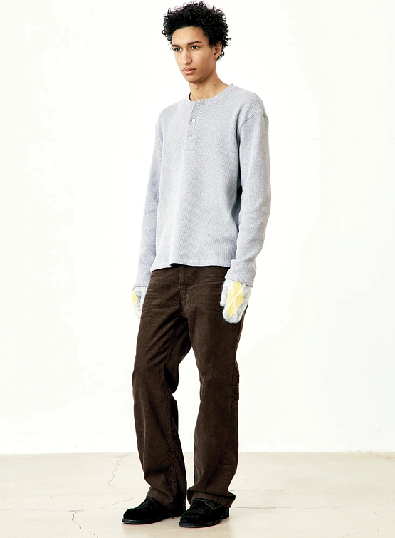 Лонгслив COOR Waffle Henry Neck Grey