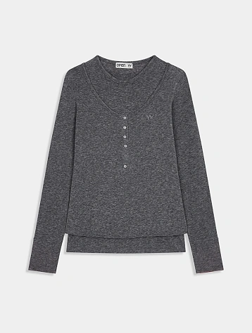 Женский лонгслив OPEN YY Layered Henley Lounge Grey
