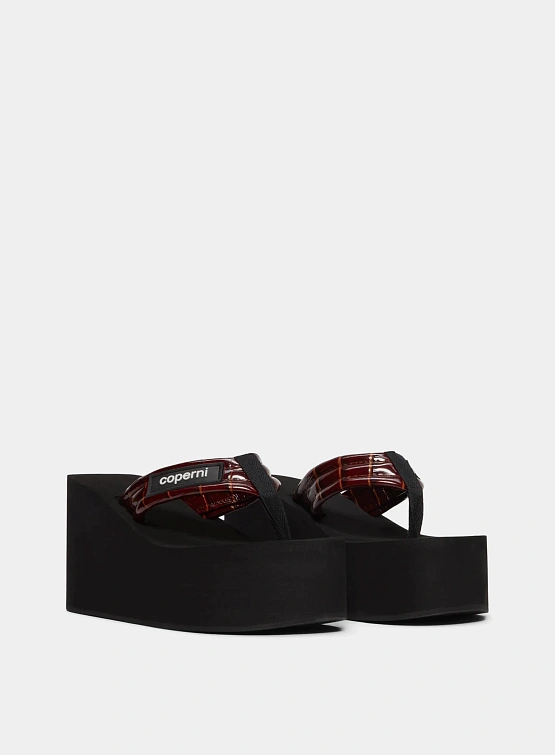 Сандалии Coperni Branded Wedge Sandal Black/Brown