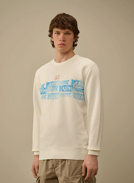 Свитшот C.P. Company Cotton Fleece Crewneck Gauze White