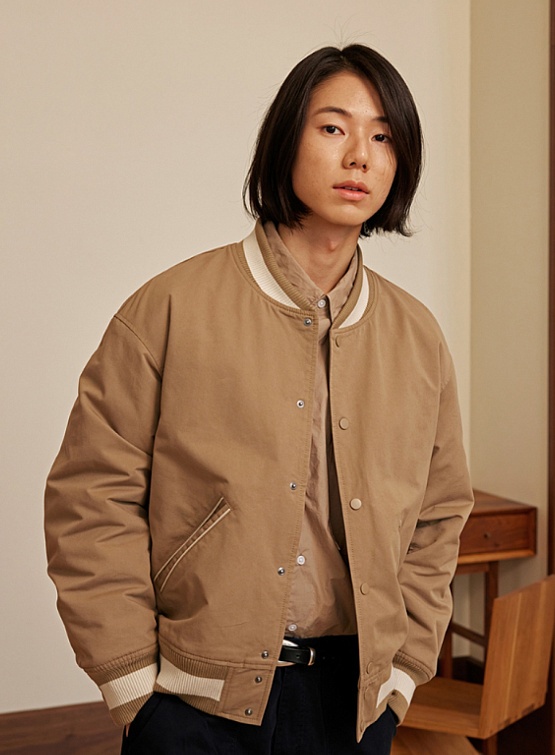 Бомбер FrizmWORKS Cavalry Twill Varsity Jacket Beige