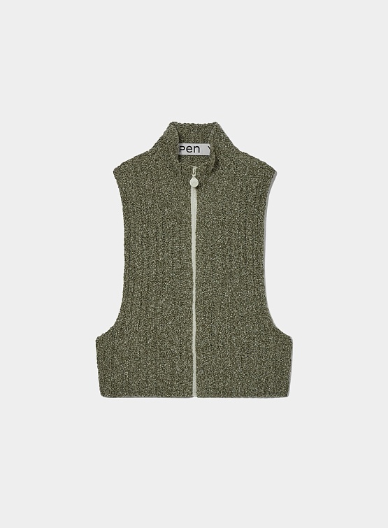 Женский жилет OPEN YY Ribbed Zip Knit Vest Khaki