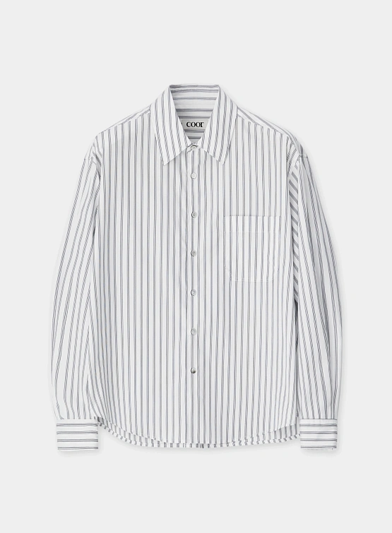 Рубашка COOR Multi-Pin Striped Oversized White