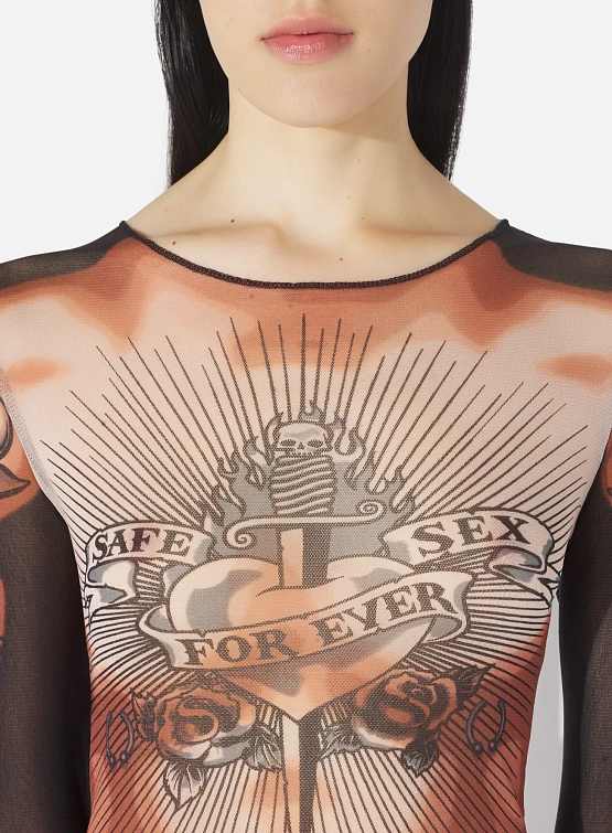 Лонгслив Jean Paul Gaultier Re-Edition: "Safe Sex Tattoo" Nude/Brown/Black