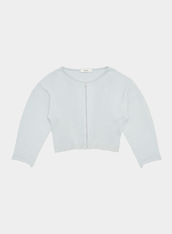 Женский кардиган AMOMENTO Ribbed Crop Zip-Up Cardigan Sky Blue