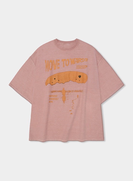 Футболка ANGLAN Pigment Cracked Graphic Half Tee Indi Pink