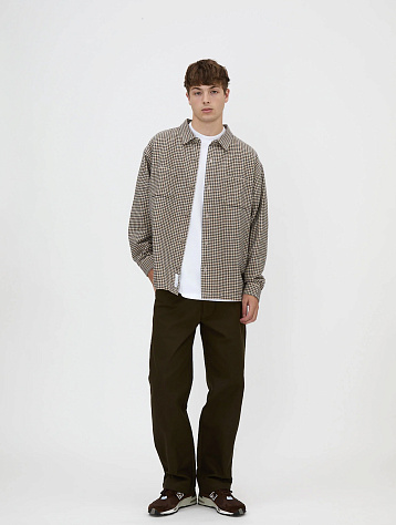 Рубашка Adsum Flat Hem Workshirt Check Beige