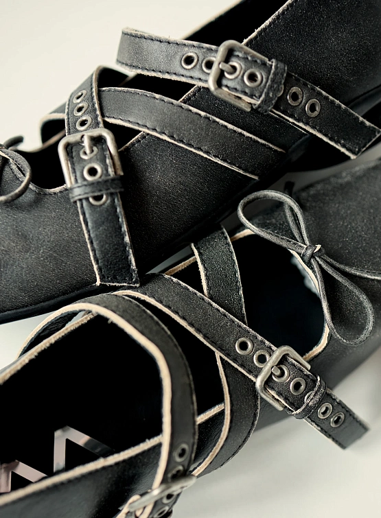 Женские Балетки OPEN YY Cross Buckle Ballet Flats Grey