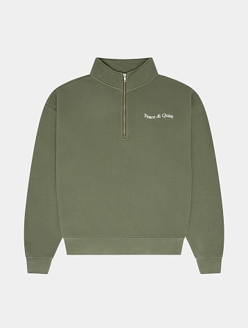 Халф-зип MUSEUM OF PEACE & QUIET Wordmark Olive