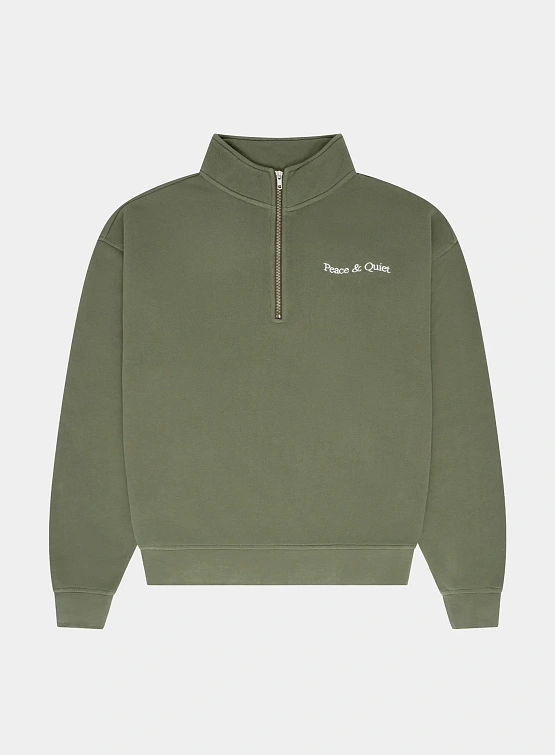 Халф-зип MUSEUM OF PEACE & QUIET Wordmark Olive