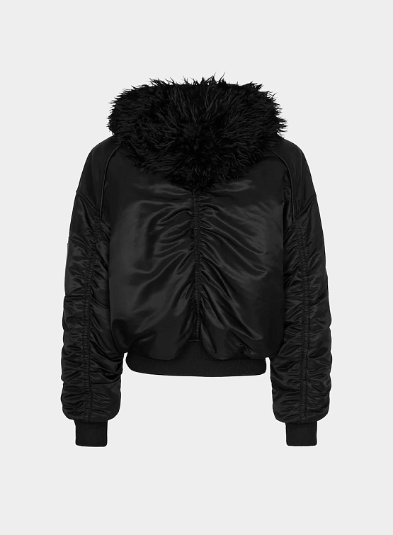 Двусторонний бомбер JUUN.J Cropped Faux Fur Reversible MA-1 Black