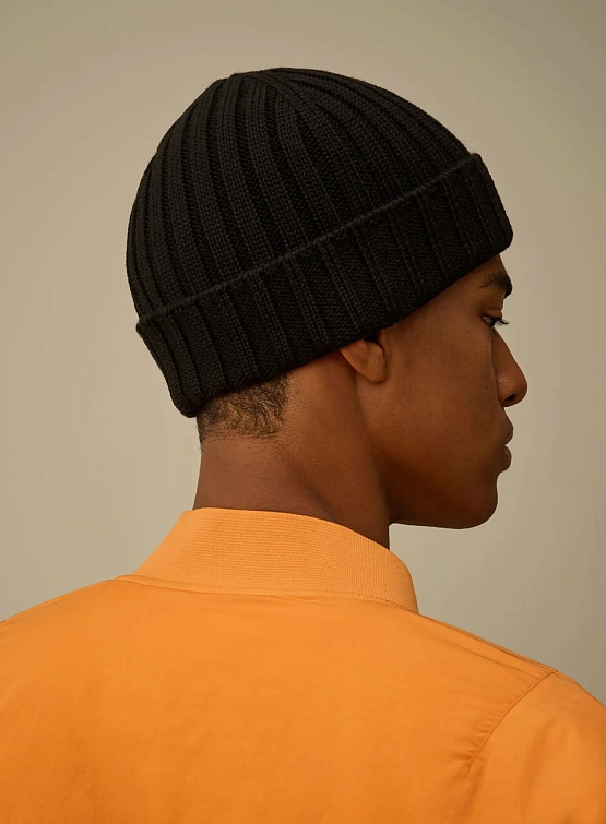 Шапка C.P. Company Extrafine Merino Wool Logo Black