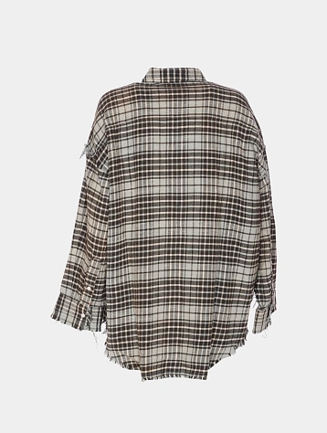 Рубашка R13 Shredded Seam Drop Neck Blue/Grey Plaid