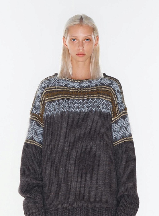 Свитер OPEN YY Fair Isle Sweater Charcoal