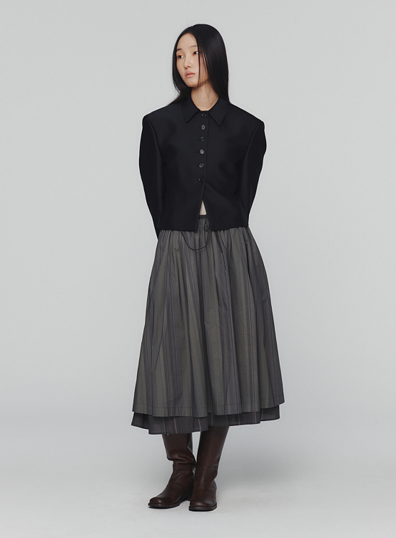 Женская юбка AMOMENTO Stripe Layered Brown