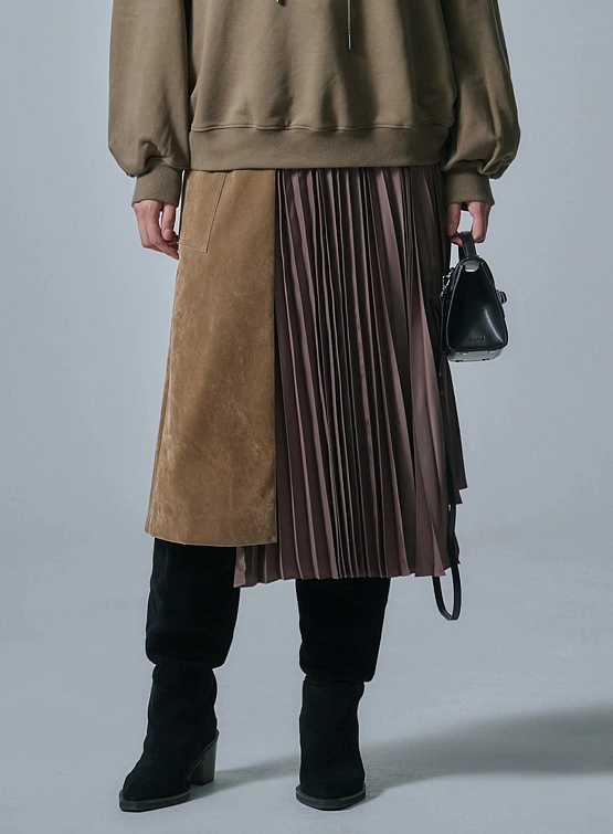 Женская юбка JUUN.J Pleated Velvet Skirt Beige