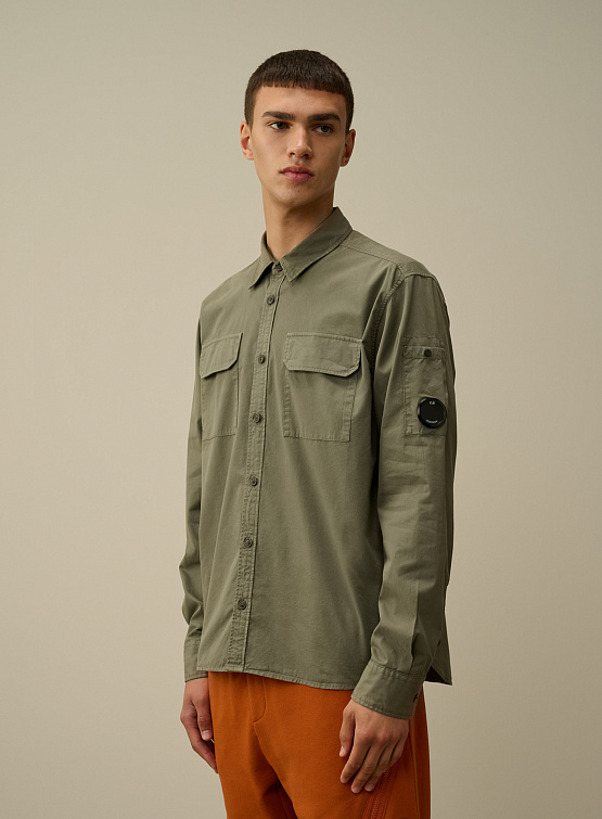 Рубашка C.P. Company Organic Gabardine Lens Grape Leaf
